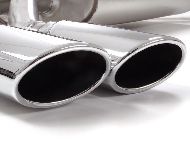 Sportschalldämpfer mit links/rechts je 2 Endrohren 108x70mm oval, mit integrierten Klappen, inkl. (EG-) GENEHMIGUNG!