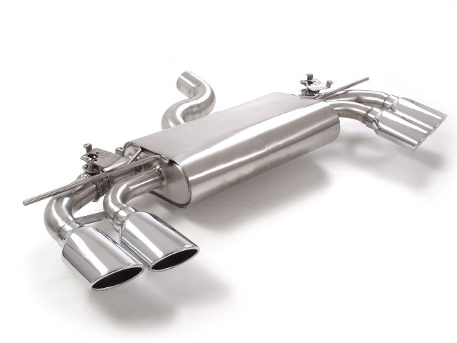 Sportschalldämpfer mit links/rechts je 2 Endrohren 108x70mm oval mit integrierten Klappen, inkl. (EG-) GENEHMIGUNG!