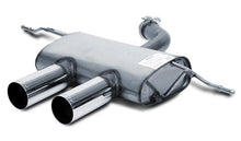 FSW Edelstahl Endschalldämpfer mit 65mm Rohrdurchmesser (Gruppe A+) mit 2 Endrohren 90 mm rund MITTIG R-LOOK, mit ABE