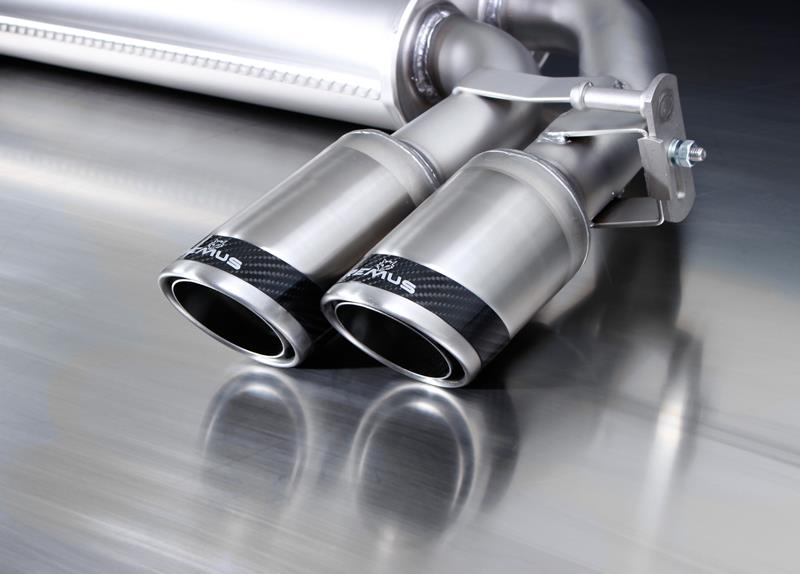 Sportschalldämpfer mit links/rechts je 2 Endrohren Ø 84 mm Carbon Race, inkl. (EG-) GENEHMIGUNG!