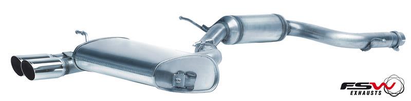 FSW-Komplettanlage ab KAT mit 65mm Rohrdurchmesser (Gruppe A+) mit 2 Endrohren 76 mm schräg