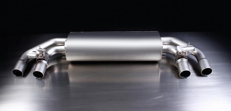 Sportschalldämpfer mittig für links/rechts-Anlage (ohne Endrohre), mit 2 integrierten Klappen, inkl. (EG-) GENEHMIGUNG!