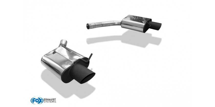 Sportschalldämpfer mit links/rechts je 2 Endrohren 115x85mm (Typ 38) schwarz lackiert RS-Optik, inkl. (EG-) GENEHMIGUNG!
