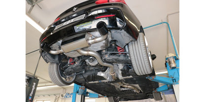 Sportschalldämpfer mit links/rechts je 1 Endrohr 100mm (Typ 25) schwarz emailliert, inkl. (EG-) GENEHMIGUNG!