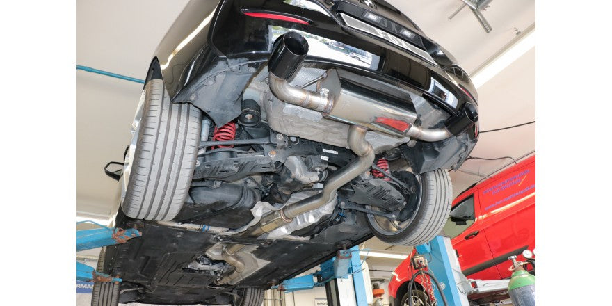 Sportschalldämpfer mit links/rechts je 1 Endrohr 100mm (Typ 25) schwarz emailliert, inkl. (EG-) GENEHMIGUNG!