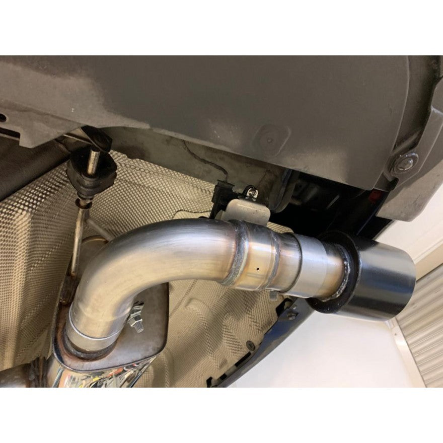 Sportschalldämpfer mit links/rechts je 1 Endrohr 100mm (Typ 25) schwarz emalliert, inkl. (EG-) GENEHMIGUNG!