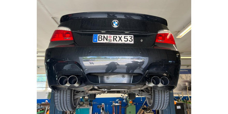 Sportschalldämpfer mit links/rechts je 2 Endrohren 90mm (Typ 10) M5-Optik, inkl. TÜV-Teilegutachten!