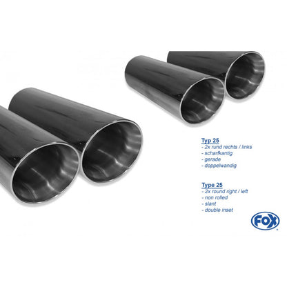 Sportschalldämpfer mit links/rechts je 2 Endrohren 80mm (Typ 25), inkl. (EG-) GENEHMIGUNG!