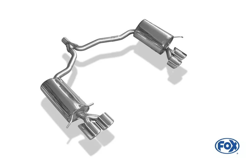 Sportschalldämpfer mit links/rechts je 2 Endrohren 115x85mm (Typ 32) mit Piecha Prägung, inkl. (EG-) GENEHMIGUNG!