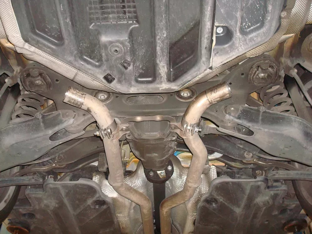 Sportschalldämpfer mit links/rechts je 2 Endrohren 115x85mm (Typ 32) mit Piecha Prägung, inkl. (EG-) GENEHMIGUNG!