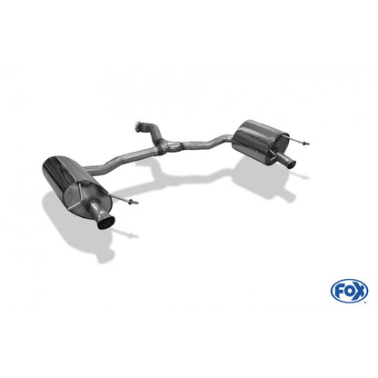 Sportschalldämpfer mit links/rechts mit Endrohren in Trichterform für Serien-Heckschürze, inkl. (EG-) GENEHMIGUNG!