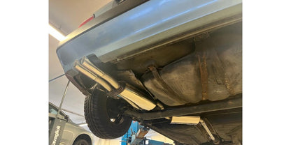 Sportschalldämpfer mit 2 Endrohren 55mm (Typ 14) mit Knick nach links, inkl. (EG-) GENEHMIGUNG!