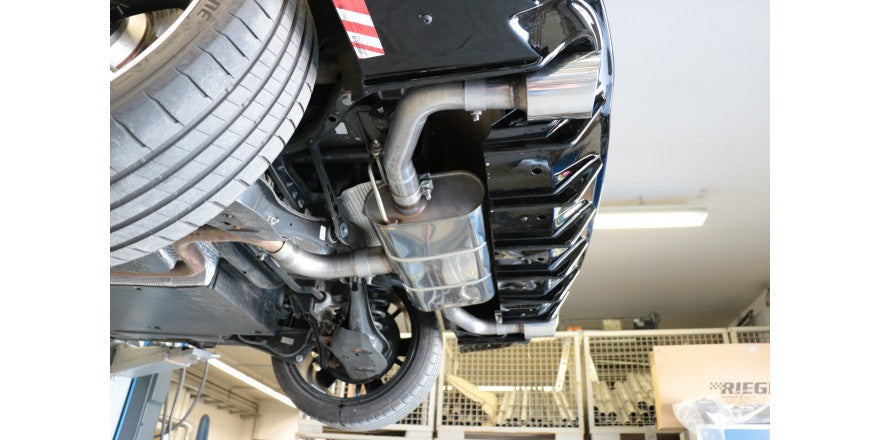 Sportschalldämpfer mit links/rechts je 1 Endrohr 100mm (Typ 25) inkl. Heckeinsatz schwarz lackiert, inkl. (EG-) GENEHMIGUNG!